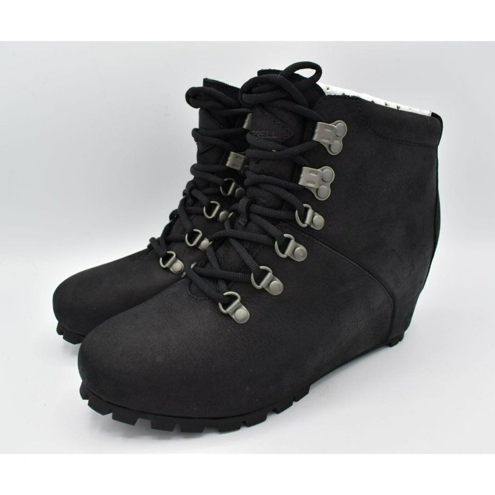 Merrell Womens‎ Size 7.5 Tremblant Wilderness Black Wedge Ankle Boots Shoes